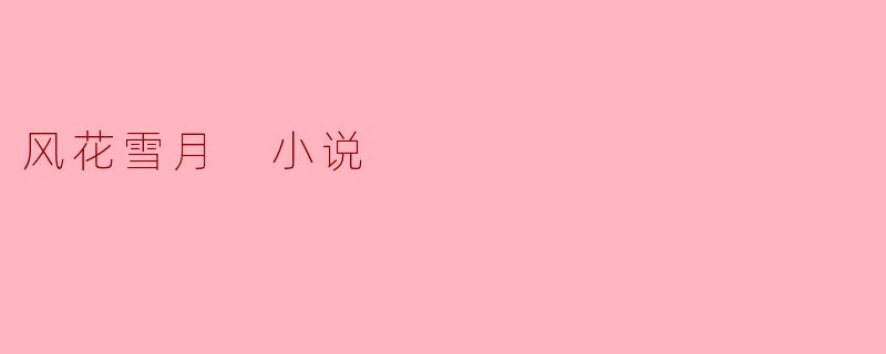 风花雪月 小说